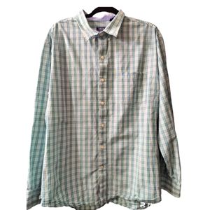 Izod Green/Purple Striped Long Sleeve Button down shirt. Size XXL